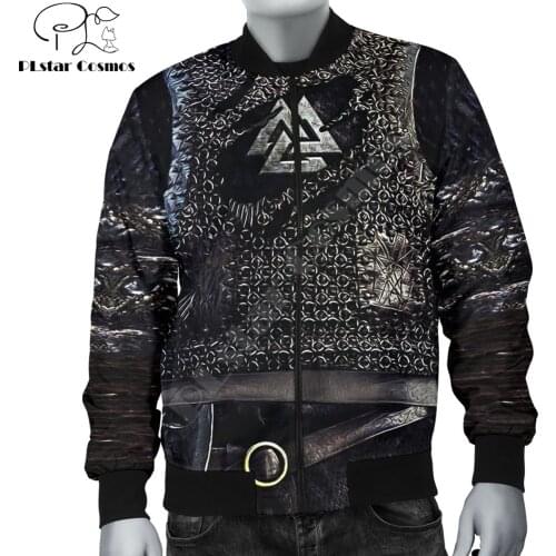 2021 Autumn/Winter Viking Men Bomber Jacket Viking Armour Printed 3d Zip Tracksuits coat Unisex Casual Zipper Jacket WP12