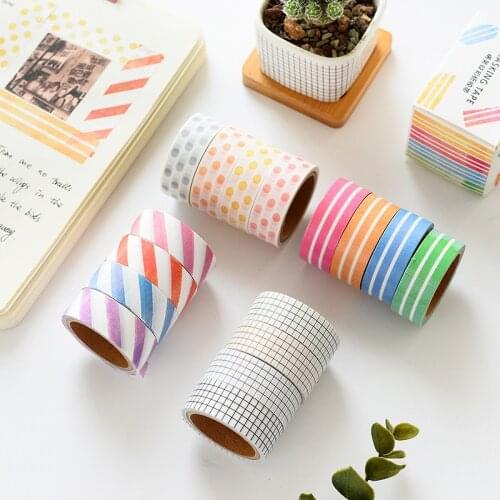 4 pcs/lot Japanese Washi Masking Tape Set Grid Stripe Dot Paper Masking Tapes Washi Tape DIY Scrapbooking Sticker