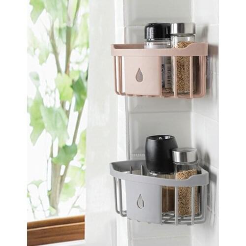 Wall Mount Triangle Corner Storage Rack Basket Kitchen Bathroom Organizer Shelf