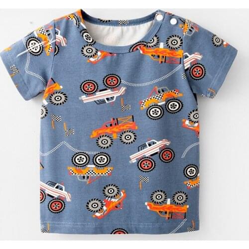 2021 Summer New Childrens Clothes Short Sleeve T Shirt Cartoon Car Printed Boys Top Sport Casual T-shirt for Girl and Boy 1-6Y