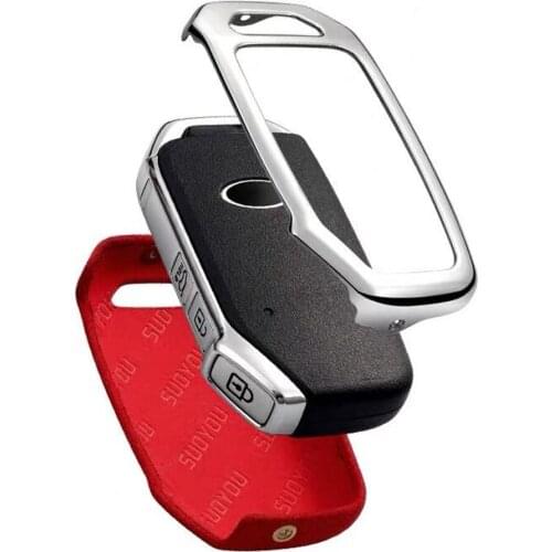 New Car Key Cover Case Genuine Leather+Galvanized Alloy For Kia Sportage Ceed Sorento Cerato Forte 2018 2019