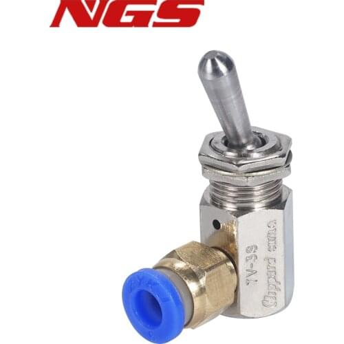 Exhaust valve Position 2 Way ON/OFF M5 Thread Toggles Switch TV-3S 2 Air Pneumatic Mechanical Valve w Fiittings