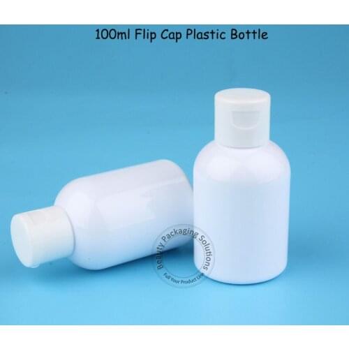 70pcs/Lot Wholesale Empty Plastic 100ml Lotion Bottle 100 Gram Flip Cap Women Cosmetic Container Refillable Small Shower Pot