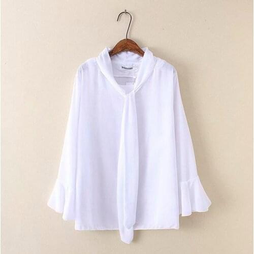 Plus Size 3XL-5XL White Black Tops Womens Solid Long Sleeved Blouse Female Elegant Workwear Blusas