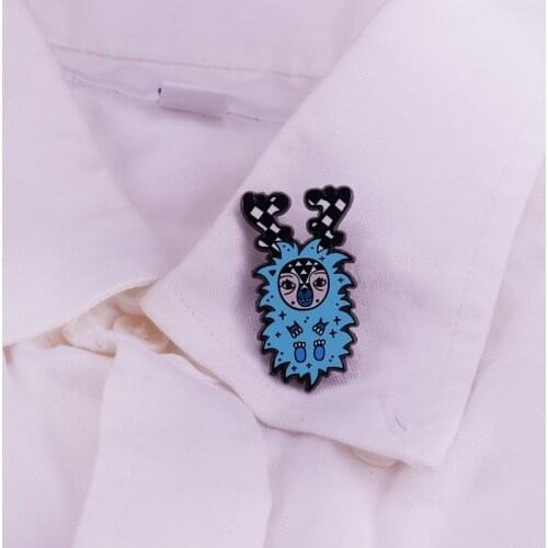 Blue Reassurance Enamel Pin Cute Health Anxiety Brooch Badge