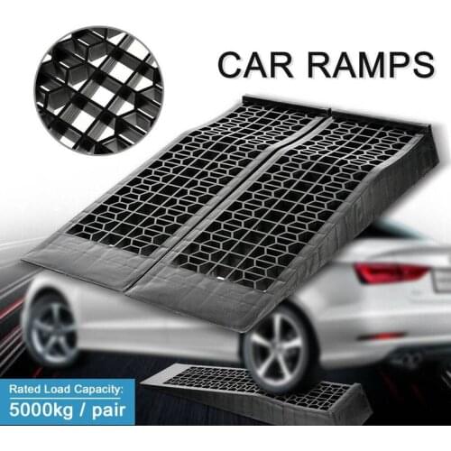 2pcs Portable Capacity Heavy Duty 5 Ton Low Profile Car Ramps Pair 70mm Rise Antiskid Lowered Car Ramp Vehicles Jack Lift Tools