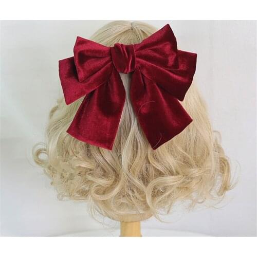 Three-layers Velvet Hairgrips Princess Big Large Bow Hairpin For Women Girls Lolita Hair Clip B1608