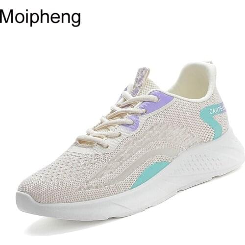 Moipheng Women Breathable Sneakers New Autumn Color Matching Mesh Lace Up Ladies Casual Shoes Outdoor Flat Vulcanized Shoes