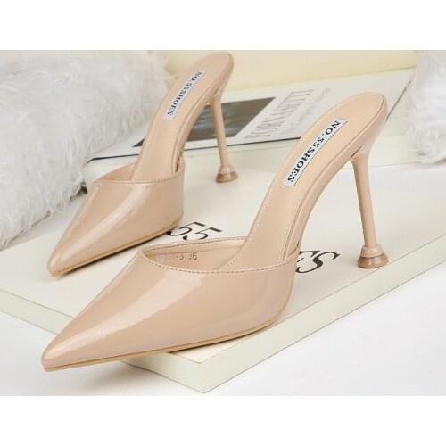 Mules High Heels Pumps Women Shoes Summer High Heel Slippers Office Shoes Women Black Heels Elegant Shoes Women Sapato Feminino