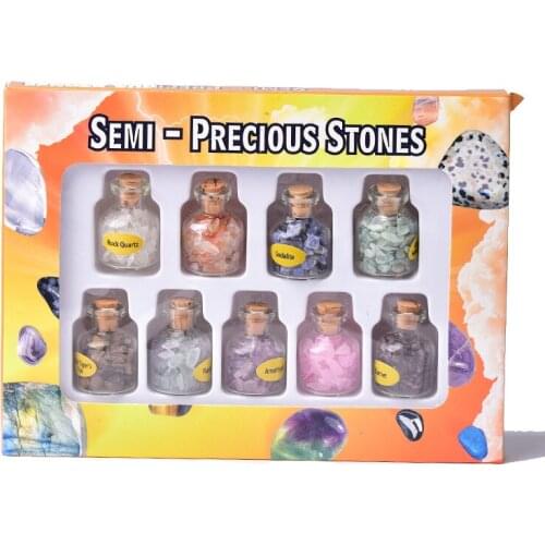 1Set Natural Crystal Rock Stone Gravel Colourful Wishing Bottles Rough Rock Minerals Specimen Teaching Specimens Christmas Gift