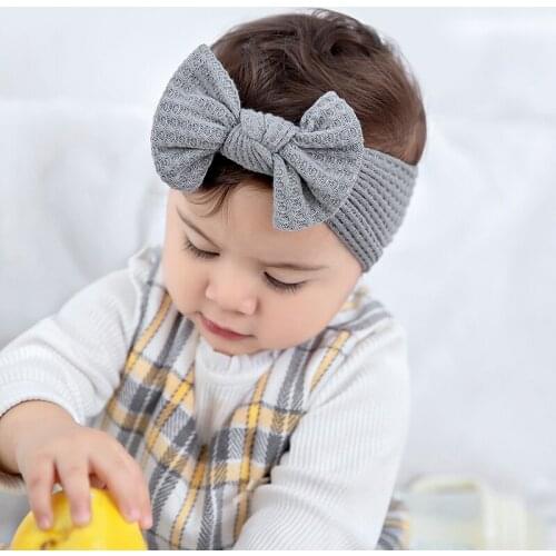1pc Fahison Top Knot Bows Wide Turban Headbands Soild Colors Bow Knitted Turban Headwraps For Girls Hair Accessories