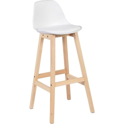 2PCs/set Bar Stool in Plastic Seat Wood Leg White Bar Chair Kitchen Stool Home Office Dining Coffee Chairs Bar Furniture