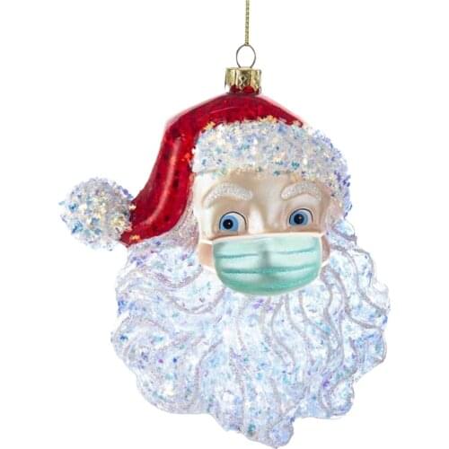 2020 Personalized Santa Claus Ornaments with Mask Quarantine Christmas Ornament Christmas Tree Decoration Pendant Home Decor A30