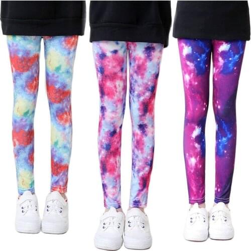 2021 Spring And Autumn Thin Skinny Girls Leggings Milk Silk Stretch Printed Trousers Medium And Large Childrens Pants