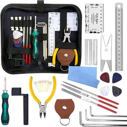 27 Pcs Guitar Repair Tool Kit For Acoustic Ukulele Mandolin Guitar Installation Procedure Wire Pliers String Organizer
