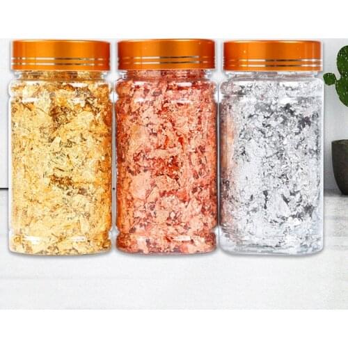 3bottles 3g Gold Silver Copper Foil Flakes Nail Decor Painting Gliding Fragments Irregular Sequins Mirror Powder