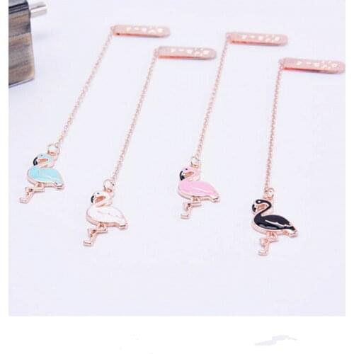 4 Pcs/Set Cute Colourful Flamingo metal Pendant Bookmark Book Holder Message Card Gift Stationery