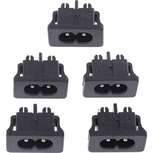 5pcs AC250V 2.5A 5pcs 2Pin IEC 320 C8 Screw Mount Inlet Plug Socket