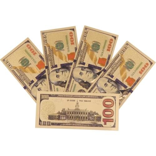 5pcs USD 100 dollar 24k Gold Foil Golden USD Paper Money Banknotes Crafts