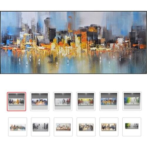 Handmade Abstract City Landscape Canvas Painting For Living Room Aisle Fashion Bar Pub Wall Art Hand Painted Picture Decoration