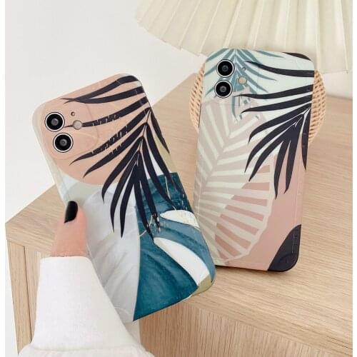 For iPhone 12 Pro Cases Retro banana leaves Plant Phone Cases For iphone 11 Pro Max X XS Max XR 7 8 Plus Back Cover Capa Coque