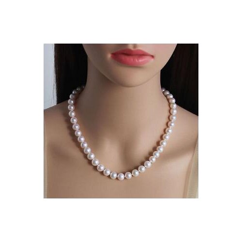 Women gift word Jewelry Beautiful GOLD CLASP HUGE AAAA 17" 7.5-8mm SOUTH SEA NATURAL White PEARL NECKLACE GOLD CLASP