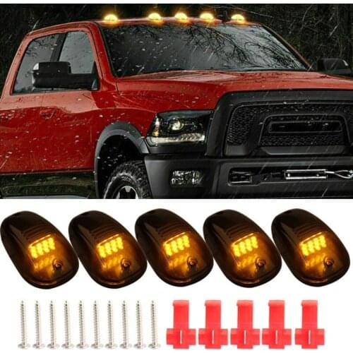 5pcs Cab Roof Lights Marker Running Smoked 12-LED 142x42x45mm For Ford SUV Truck