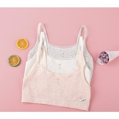 New Cotton Dot Lace Bras for Kids Girls Sports Training Bra Chid Underwear Crop Top 8-16 Years