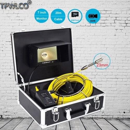 20m-50m Fiberglass Cable 7" Screen Underwater Industrial Endoscope Camera System Waterproof Drain Camera 23mm With DVR Function