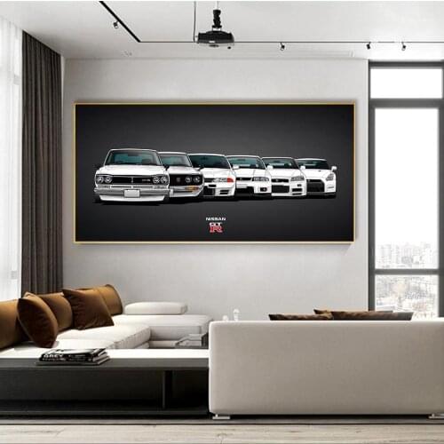 Nissan GTR R35 Canvas Prints Classic Sports Car Art Pictures Kids Boy Bedroom Decor Poster Modern Living Room Home Wall Painting