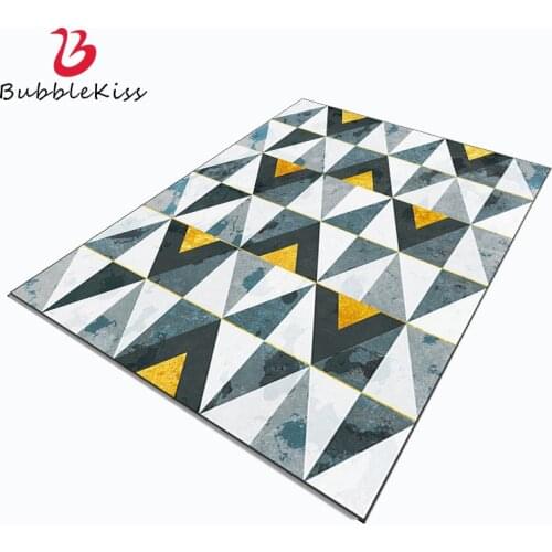 Bubble Kiss Vintage Yellow Gray Diamond Polyester Carpets For Bed Room Home Soft Living Room Decor Area Rugs Non-slip Floor Mat