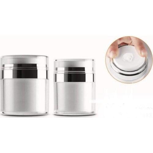 50pcs 50g/50ml Airless Acrylic Cream Jar Round Vacuum Cream Bottle Cosmetic Makeup Jars Packing Pump Bottle Wholesale