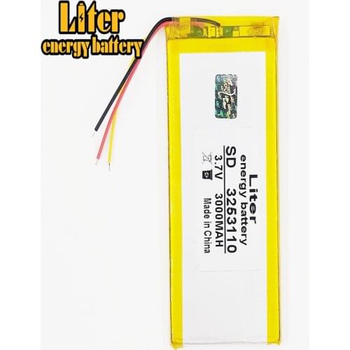 Li-po 1pcs 3.7V 3000mAh Rechargeable li-po lymer Li-ion Battery 3253110 3-Wire