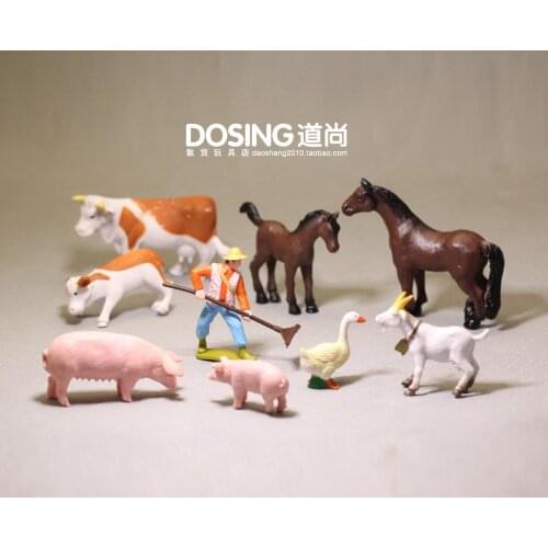 Miniature farm Animal Model Ornaments Cute Pig Cow Sheep farmer Pet Goose Fairy Garden Decoration Action Figure Figurine Toys