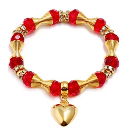 Fashion Color Bohemian Ethnic Style Bracelet Women Multi-layer Elastic Crystal Bracelet Jewelry