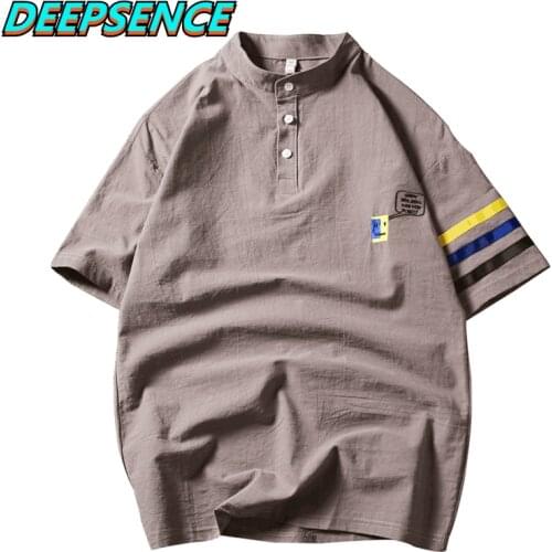 2021 Summer New Short Sleeve T Shirt Tops Men Korean Cotton Turleneck Striped Loose Fit Streetwear Casual Short T Shirt Men