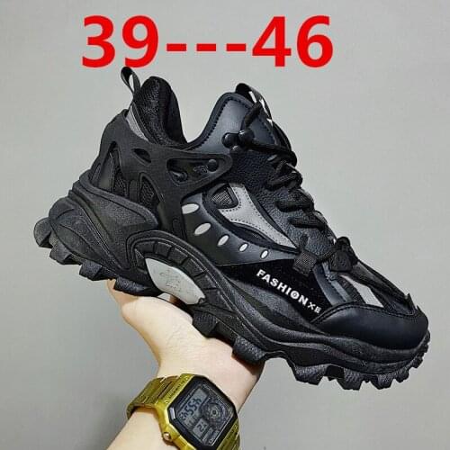 Vulcanized Shoes Luxury Sneakers Men Harajuku Shoes Chunky Men Black Sneakers Men High Fashion Zapatos Hombre Large Size 39-46