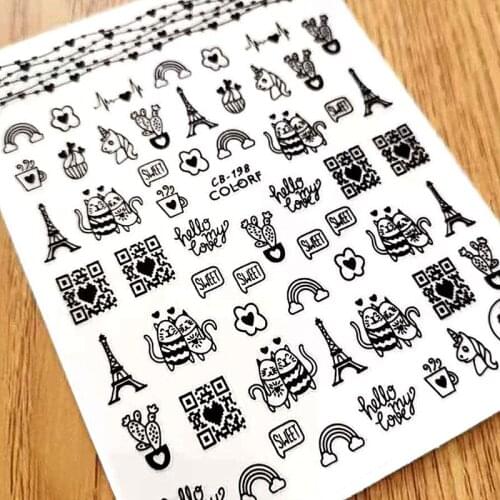 Newest CB198 3D design 3d nail sticker decal export Japan rhinestiones DIY decorations for nail wraps
