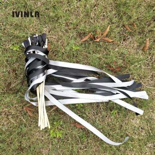 Newest 50pcs/lot grey wedding ribbon wands Sparklers fairy wands with bell for wedding