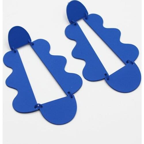 Exaggerated blue earrings fall stud earrings Korean personality wild temperament earrings Fashion wild temperament earrings 373