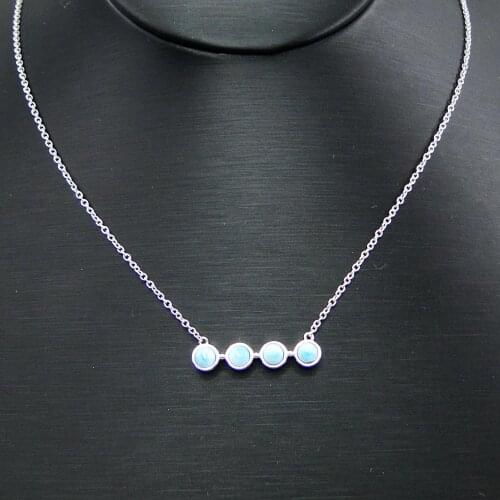 High Quality 925 Sterling Silver Natural Larimar Beads Womens Pendant Necklace For Gift