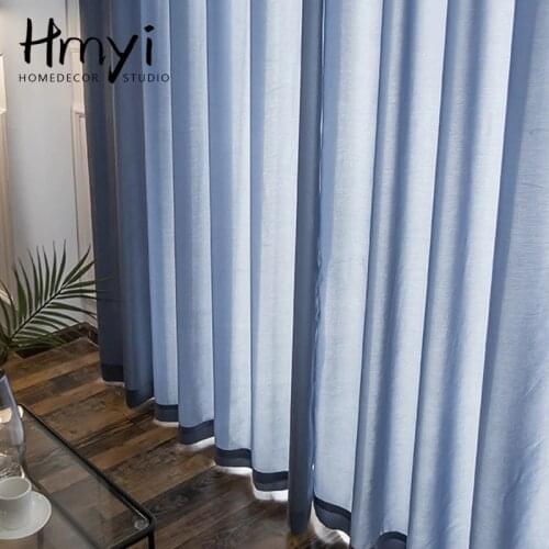 Modern Solid Tulle Curtains For Living Room Luxury Bedroom Thick Voile Curtains Decoration Window Blue Sheer Curtains