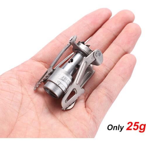 Portable Mini Pocket Gas Camping Titanium Alloy Stove Folding Oven Survival Picnic Cooking Furnace Stove Pocket With Cloth Bag