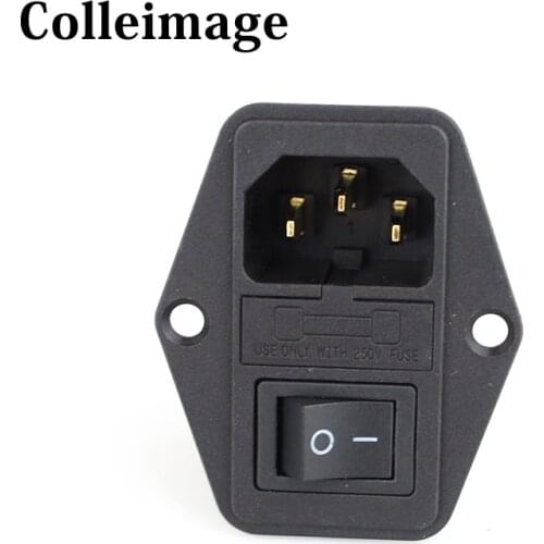 1piece IEC seat Inlet Module Plug Power Socket Gold-plated copper 10A 250V for hifi audio amplifier dac free shipping