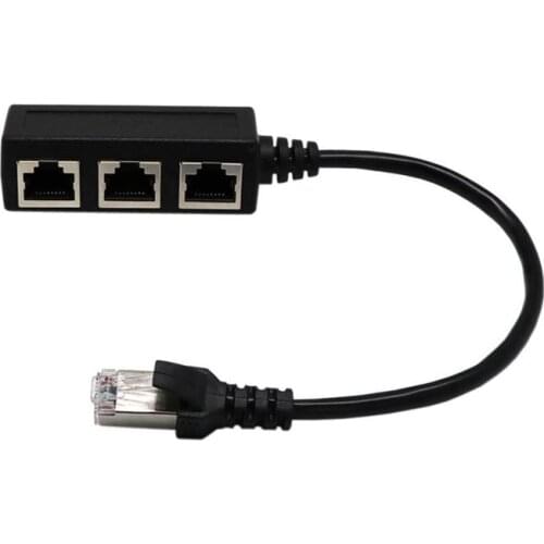 RJ45 Splitter Adapter, RJ45 1 Male to 3 Female Ports Socket Adapter Interface Ethernet Cable 8P8C Extender Plug LAN Network Conn