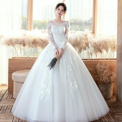Luxury Long-sleeved Wedding Dress 2020 New Bride Dream Lace Up Wedding Dresses Bride Embroidery Plus Size Dresses Ball Gowns