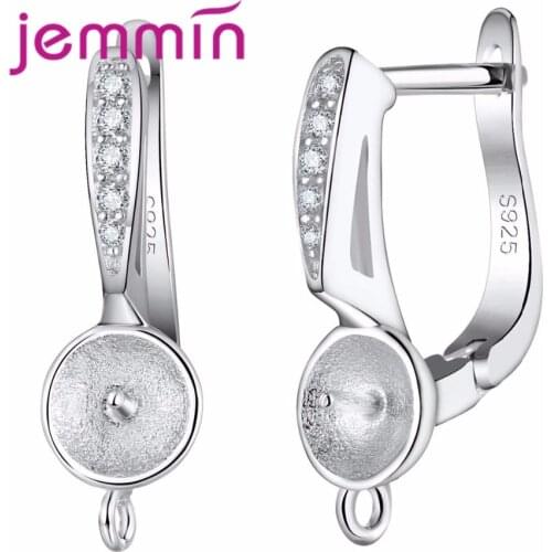 10PCS/Lot Trendy 925 Silver Color U Shape Hoop Earrings with AAA CZ Stone Pave For Women DIY Jewelry Findings Component