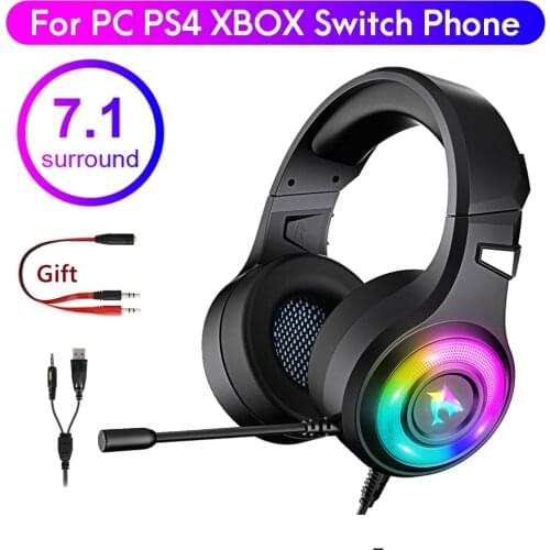 Colorful RGB Noise Cancelling Gaming Headphones For PC PS4 XBOX 7.1 Surround Sound Headset Gamer Helmet with Microphone