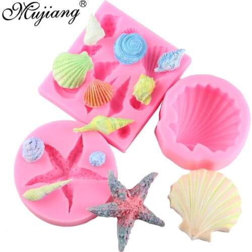 Sea Conch Shell Starfish Shaped Fondant Silicone Mold Kitchen Baking Chocolate Pastry Candy Clay Making Cake Decoration Tools