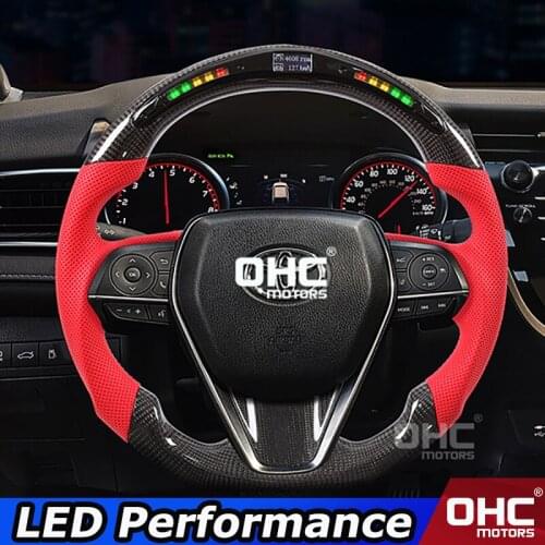 Real Carbon Fiber LED Steering Wheel compatible for Toyota Camry Corolla Rav4 Crown LED Perforamance OHC Motors